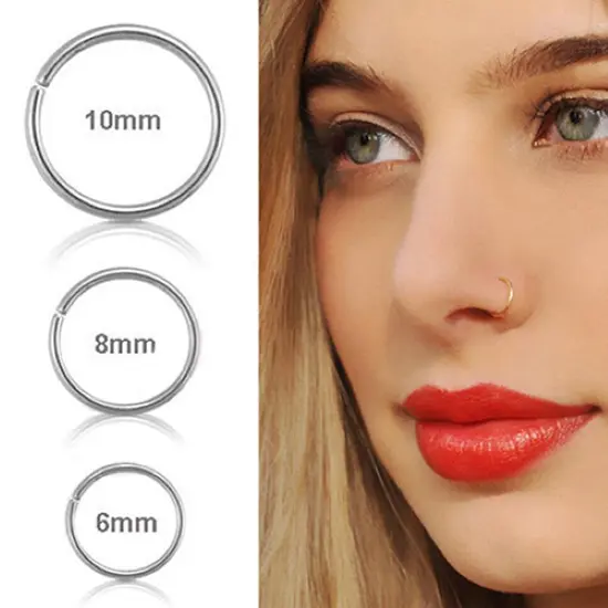 Khuyên Mũi Nhỏ Mỏng Bằng Thép Y tế, Vòng Tròn, Dày 0.8mm, Đinh Xỏ Sụn, 1 Cái