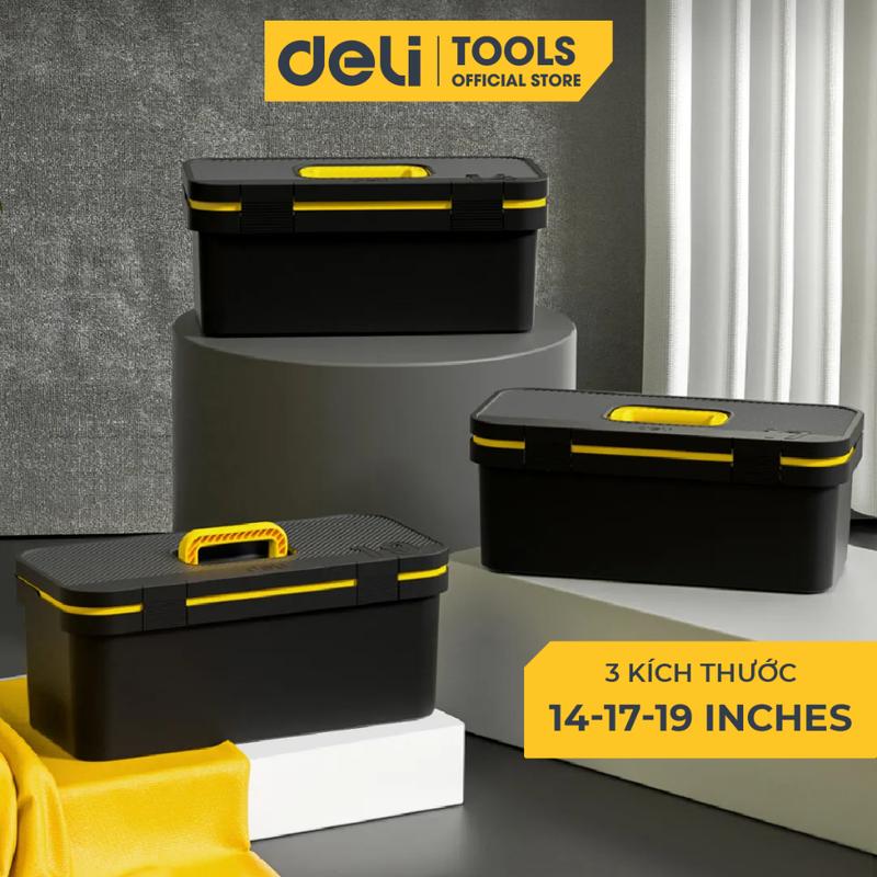 Hộp đựng dụng cụ đồ nghề Deli cao cấp - thiết kế tinh tế, chia ngăn tiện dụng chịu tải lớn - hộp đựng đồ dùng gia đình sang trọng, hiện đại