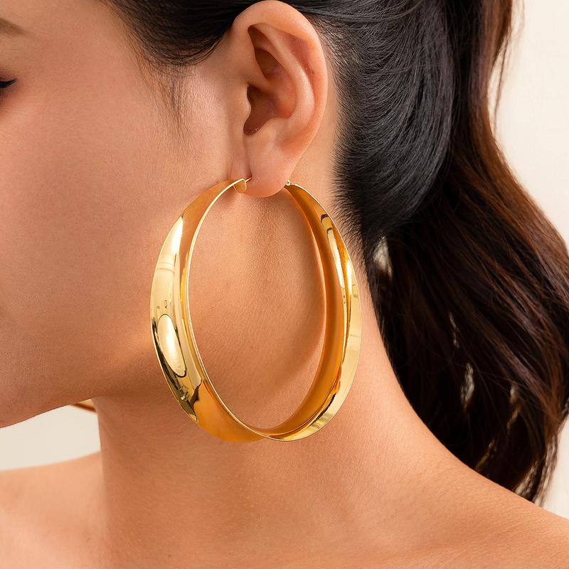 Product Introduction of Kích thước lớn Women Nữ Khuyên Tai kim loại tròn Hoa Tai 0