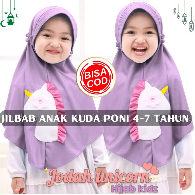 HIJAB ANAK KUDA PONI UMUR 4 SAMPAI 7 TAHUN/JILBAB ANAK MURAH Cantik Karet 7