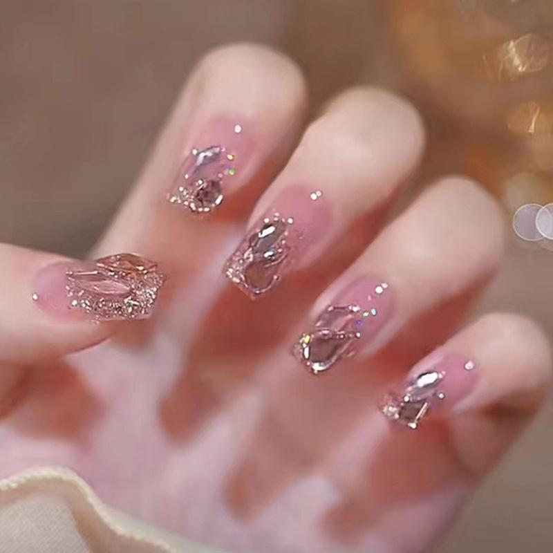 Mã 192 , bộ 24 nail giả đính đá, đính charm xinh xắn, dễ thương . Nữ Làm Nail Women