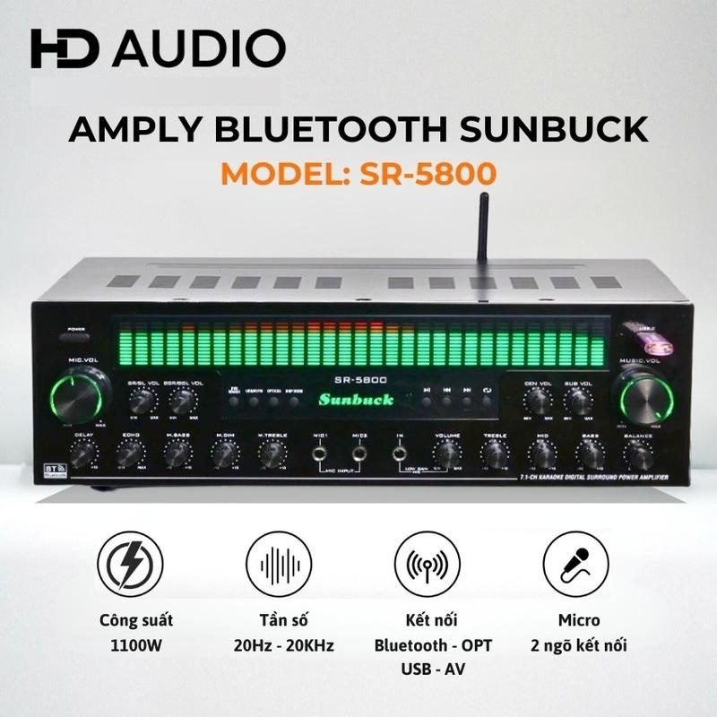  Amply Karaoke Bluetooth Sunbuck 7.1 SR-5800 Công Suất Lớn 1100W Âm Ly Gia Đình 7 Kênh 8 Sò Chất Âm Hay Bass Khỏe 