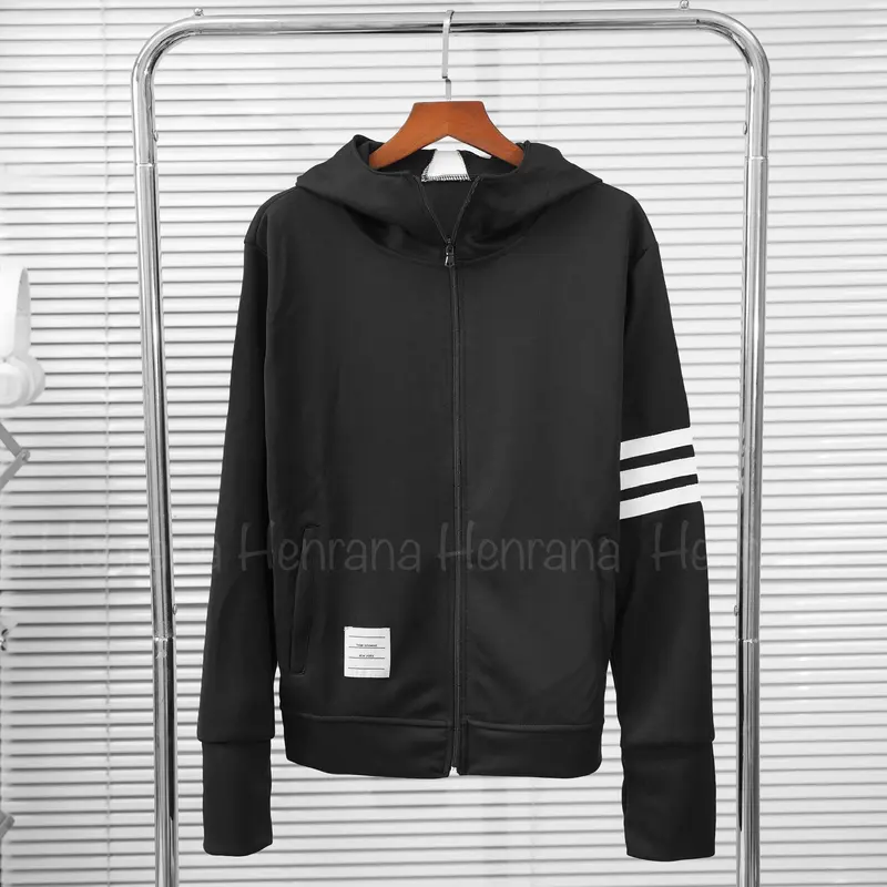 Áo chống nắng nam nữ THOM BROWNIE sọc tay, viền mũ, chất vải Umì dày dặn Unisex Sport 1