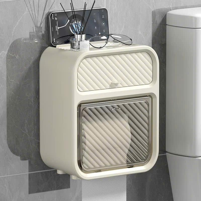 HỘP ĐỰNG GIẤY vệ sinh dán tường trong 1 Hộp đựng giấy đa năng chống thấm nước treo nhà tắm tiện lợi chất liệu nhựa ABS+PP cao cấp kèm miếng dán kệ danang kệ để gọn tiết kiệm không gian