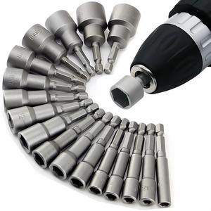 14点セット インパクトドライバー用ソケットセット、延長アダプター＆ナットドライバー、電動ドリルビット・レンチ対応、DIYおよびプロフェッショナル使用