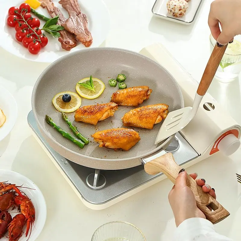 [Ready stock] Household frying pan steak frying pan multi-function pancake frying pan medical stone non-stick pan induction cooker gas stove universal 0