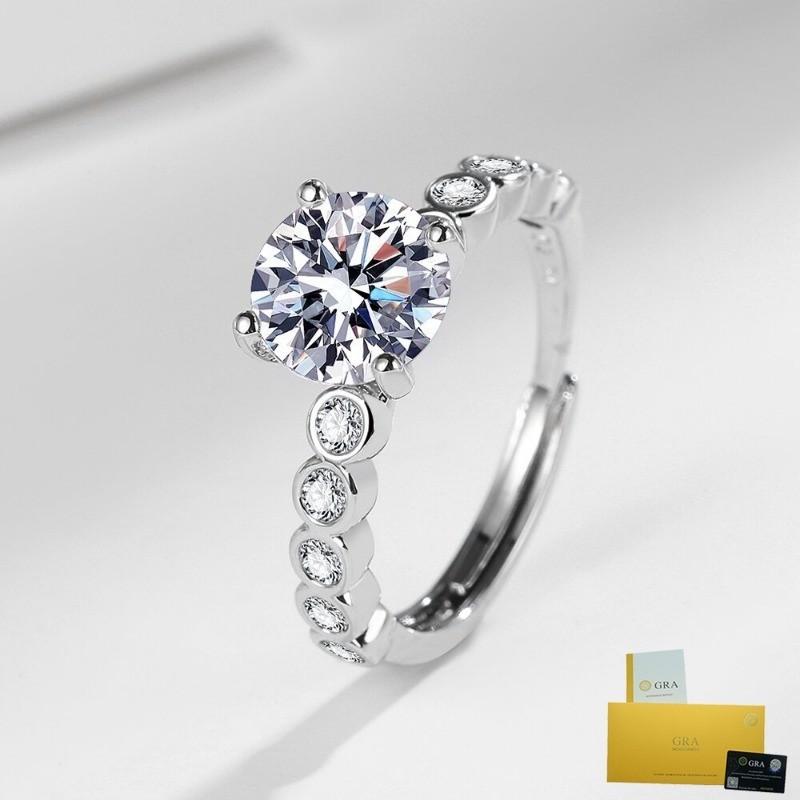 [with Gra Certificate] 2 Karat Temperament Princess Real Ring Jewelry Ring 4