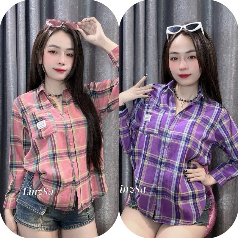 Áo sơmi caro tay lửng bụi mỏng mềm nhẹ mát phom vừa - LinzSa