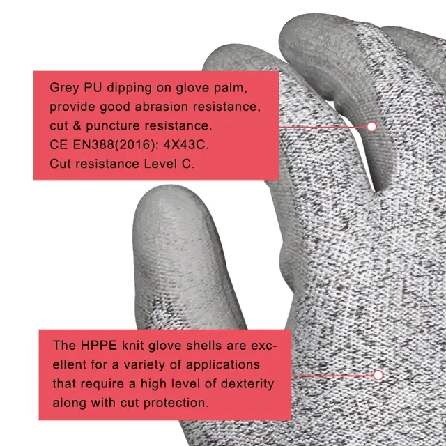 Sarung Tangan Cut Resistant Anti Cutting Guntero by Kenmaster Safety Gloves Anti Pisau Cutter 2 Pcs Glove 4