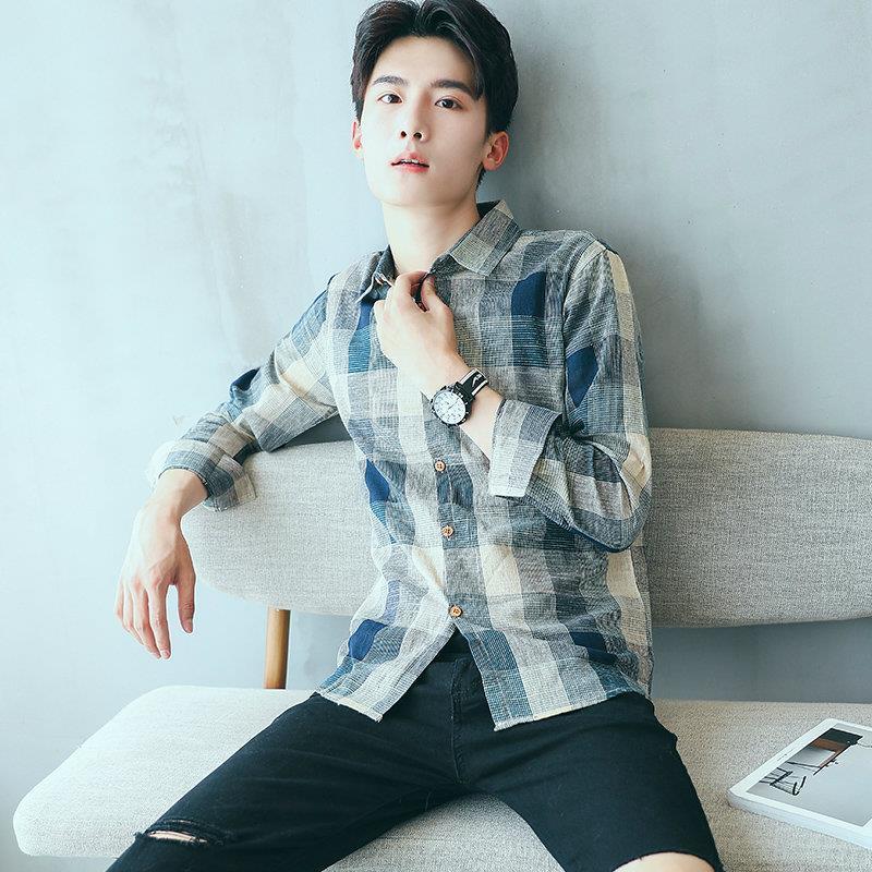 Áo Sơ Mi Dài Tay Kẻ Sọc, Phong Cách Mùa Hè, Dành Cho Nam Giới Trẻ Trung, Phong Cách Harajuku, Phong Cách Hàn Quốc, Dáng Ôm, Không Sắt, Thích Hợp Cho Học Sinh, Áo Sơ Mi Lớp Nền Thường Ngày Thời Trang 1