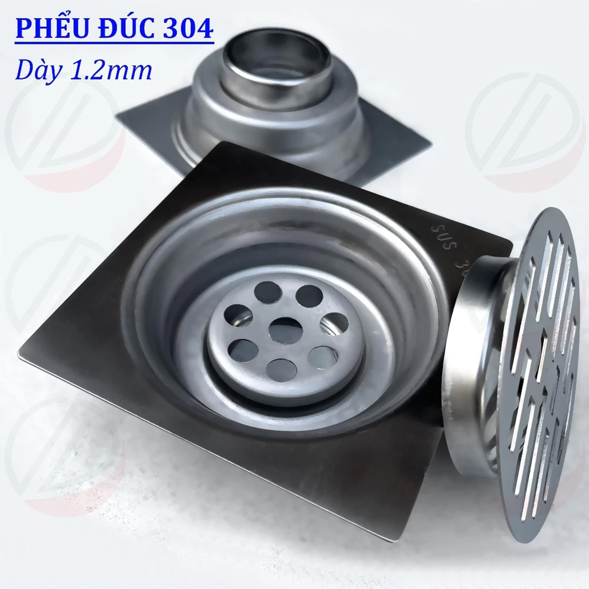 Hố Ga Phểu Thoát Sàn Inox 201 Hoặc SUS304 Nhiều Mẫu - Nhiều kích thước vuông 10cm, 12cm và 15cm