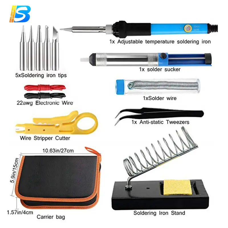 bộ 15 món Mỏ hàn thiếc điều chỉnh nhiệt độ, máy hàn chì mini, mỏ hàn tq936 60w 220v và phụ kiện hàn, thiếc hàn 4