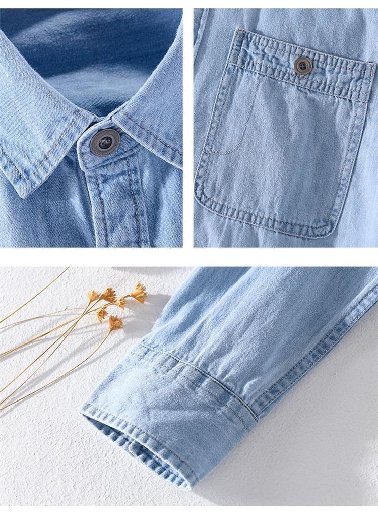 Product Introduction of Áo Sơ Mi Denim Nguyên Chất, Phong Cách Thanh Niên, Dành Cho Nam Giới, Mặc Mùa Xuân Và Mùa Thu, Dài Tay, Áo Khoác Thường Ngày Hợp Xu hướng, Năm 2025 6