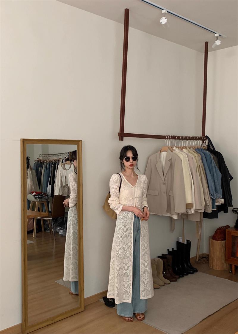 Product Introduction of Áo Cardigan Phong Cách Trung Quốc Mới, Cổ Tròn Mùa Xuân, Phong Cách Dân Tộc, Thiết Kế Khoét Lỗ Nhẹ Nhàng, Có Khóa Và Khe Hở Ren, Áo Sơ Mi Dài, Dành Cho Nữ Top Women Blazer Jacket 3