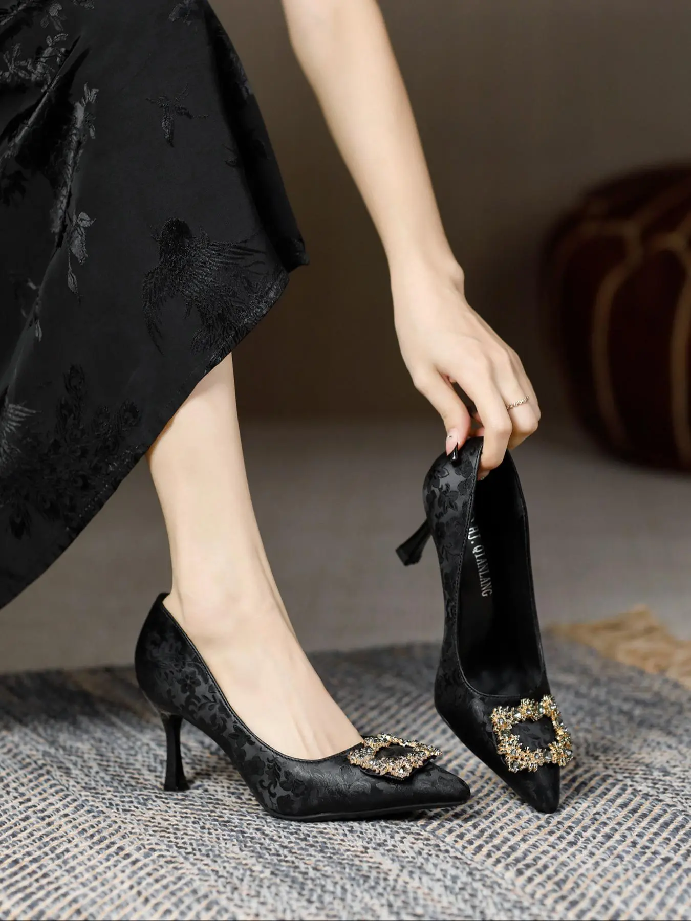 Women's Elegant Rhinestone Decorated Stiletto Heels, Trendy Pointed Toe High Heel Shoes, Fashionable Heels for Party & Daily Wear