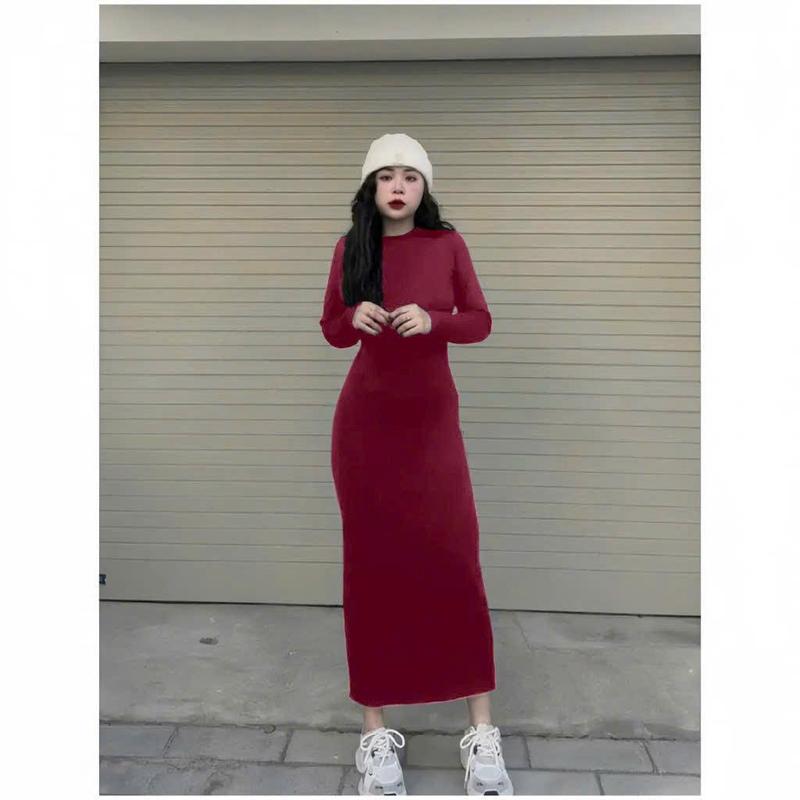 Product Introduction of Đầm Body Form Dài Basic Thiết Kế Tôn Dáng, Chất Liệu Vải Tăm Lạnh Co Giãn Thoải Mái, Ôm Nhẹ Phom Chuẩn, Phù Hợp Dưới 53kg, Lựa Chọn Hoàn Hảo Cho Đi Làm, Đi Chơi, Và Dự Tiệc Nữ Women 15