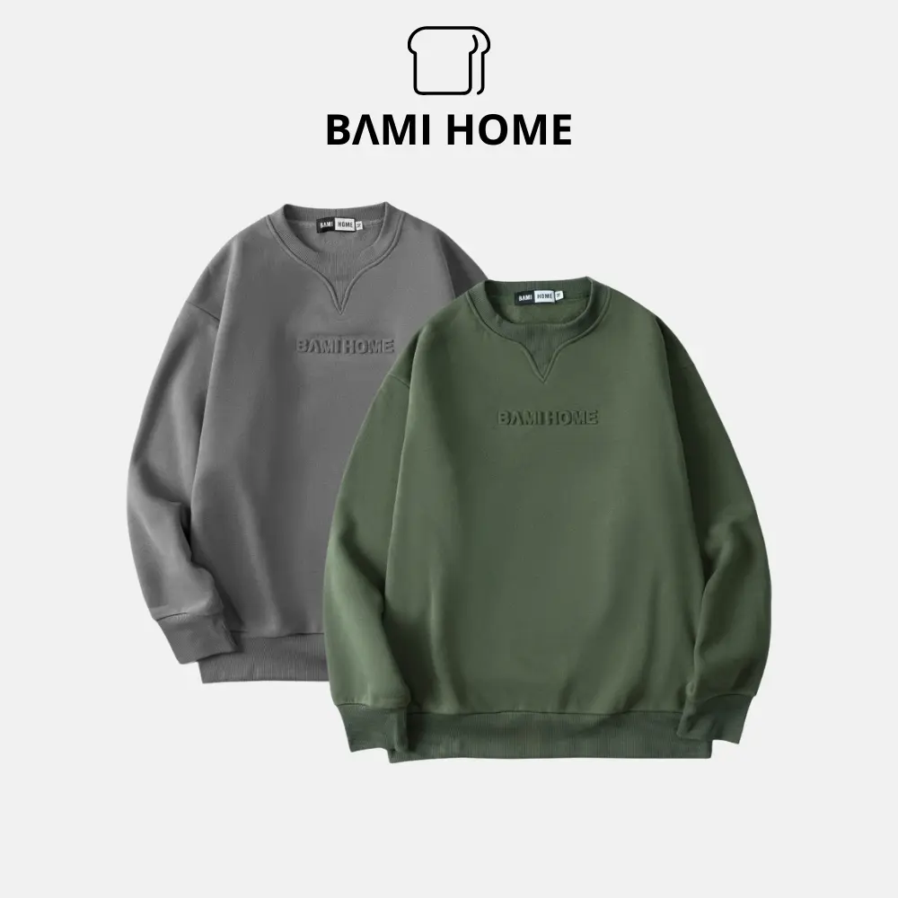 Áo Sweater Dài Tay Nỉ Unisex Nam Nữ BAMI HOME Dáng Rộng Big Size Thoải Mái Năng Động AST01