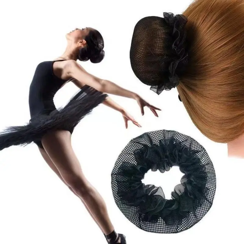 Cute Girls' Flower Lace Reusable Bun Hair Nets for Dancers Elastic Hairnet Ballet Dancewear Hair Accessories