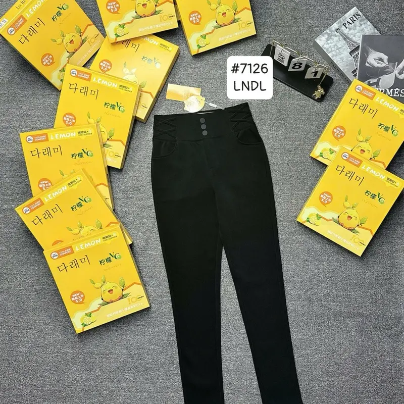 Quần legging lót lông  cạp cao 3 cúc, bản cạp điệu dây đan Lemon 7126 - freeship miễn phí giao hàng toàn quốc 4