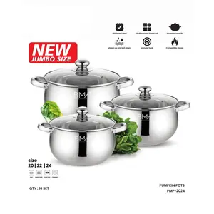 Panci Labu Jumbo Tutup Kaca Isi 3 Pcs Soup Set Stainless Steel Panci Pumpkin Pots