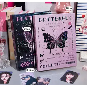 Album Kartu A3 Berkapasitas Besar dengan Motif Kupu-kupu Binder Penyimpanan untuk Penggemar Kolektor Kartu Foto Photocard Collection Album