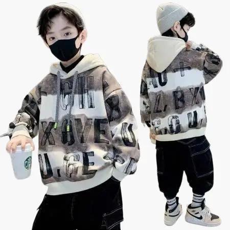 Áo khoác Hoodie in chữ cho bé trai từ 15-45kg. Thiết kế Hot hit, cá tính. áo  khoác 4