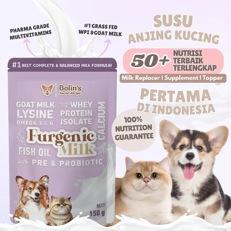 Bolin's Secret Recipe Furgenic Milk Kitten & Puppies Milk Replacement  Susu Anjing Kucing Multifungsi Susu Vitamin Lengkap 0