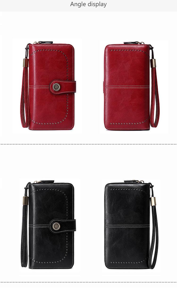 Product Introduction of RFID Anti-Magnetic Wallet Long Zipper Lady's Wallet Wallet European and American New Large-Capacity Handbag 9