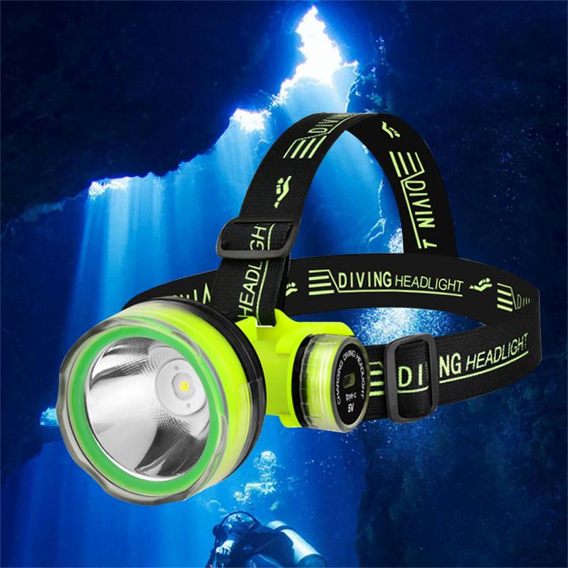 Product Introduction of 【Local】Diving Headlight Rechargeable Professional Flashlight Waterproof Led Fishing Flashlight 1200mAh 32