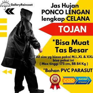 Jas Hujan PONCO LENGAN CELANA Tebal Tojan Bahan PVC Parasut