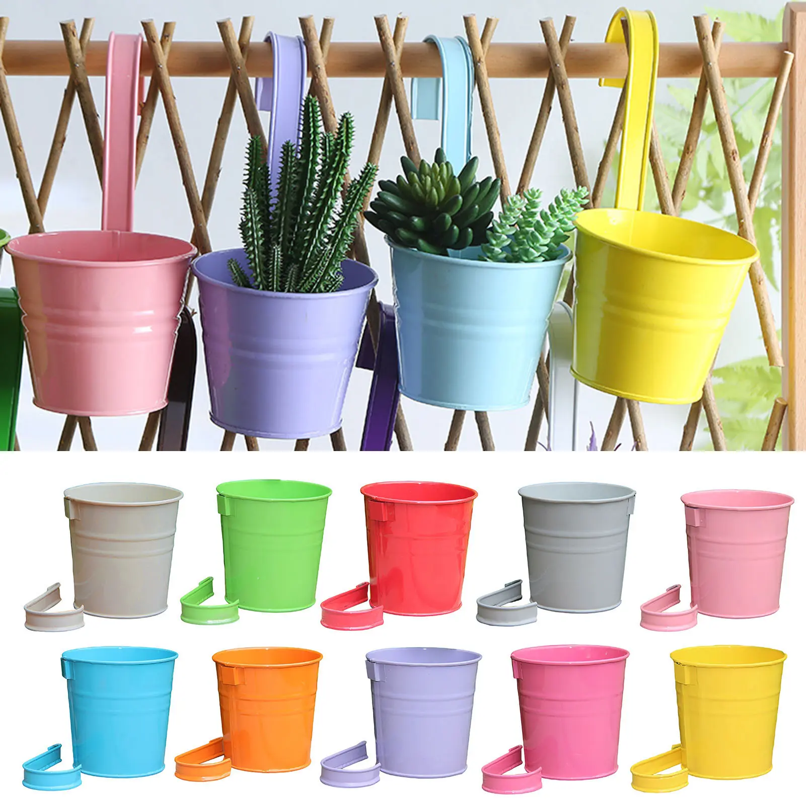 Chậu Hoa, Có Thể Tháo Rời, Hình Thùng Sắt Kim Loại, Treo Tường, Với Móc, Thích Hợp Để Trang Trí Nhà Cửa, Người Trồng Cây