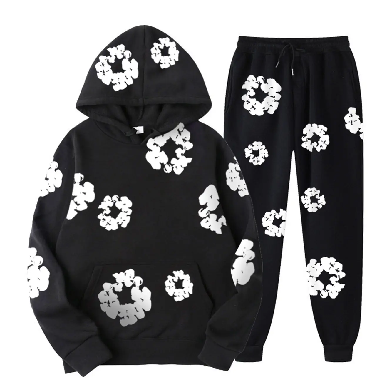 Áo Nỉ Mất Nước Denim, Bộ Áo Hoodie Bông In Hình Bong Bóng, Dành Cho Nam Và Nữ, Áo Nỉ Dày, Phong Cách Thường Ngày Áo Hoodie Rách Denim, Y2K, Hàng Mới Về Năm 2025 Menswear denim  hoodie