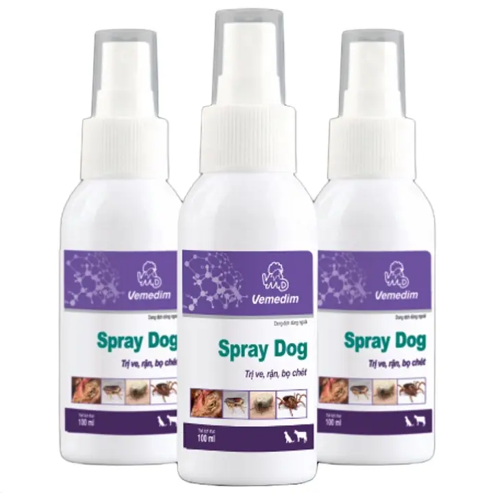 Vemedim Spray dog dung dịch xịt 100ml Diệt ve, rận, bọ chét cho chó, mèo 0