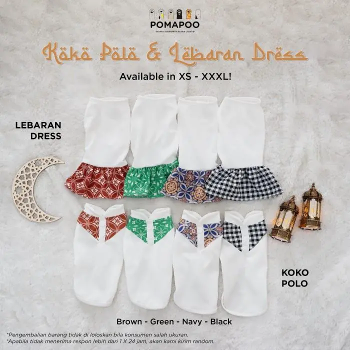 POMAPOO - Baju Kucing dan Baju Anjing Koko Polo dan Lebaran Dress