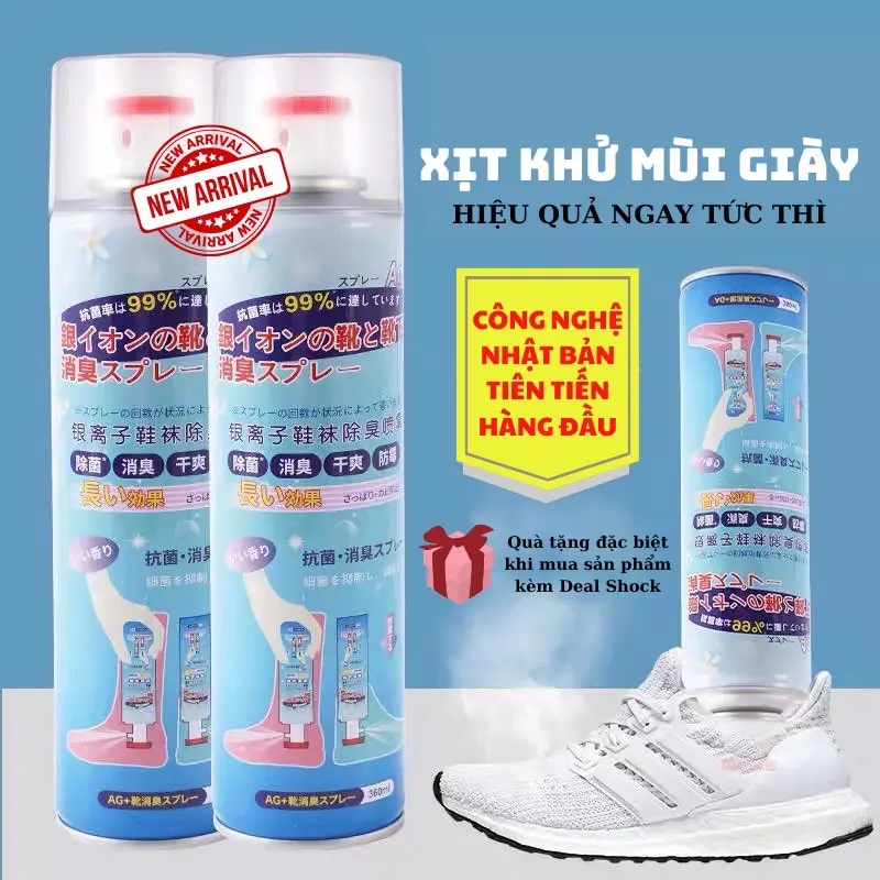 Chai xịt khử mùi hôi giày, lưu hương, chống thối chân, kháng khuẩn, công nghệ Bạc ion KHUMUI bot vesinh giay 1