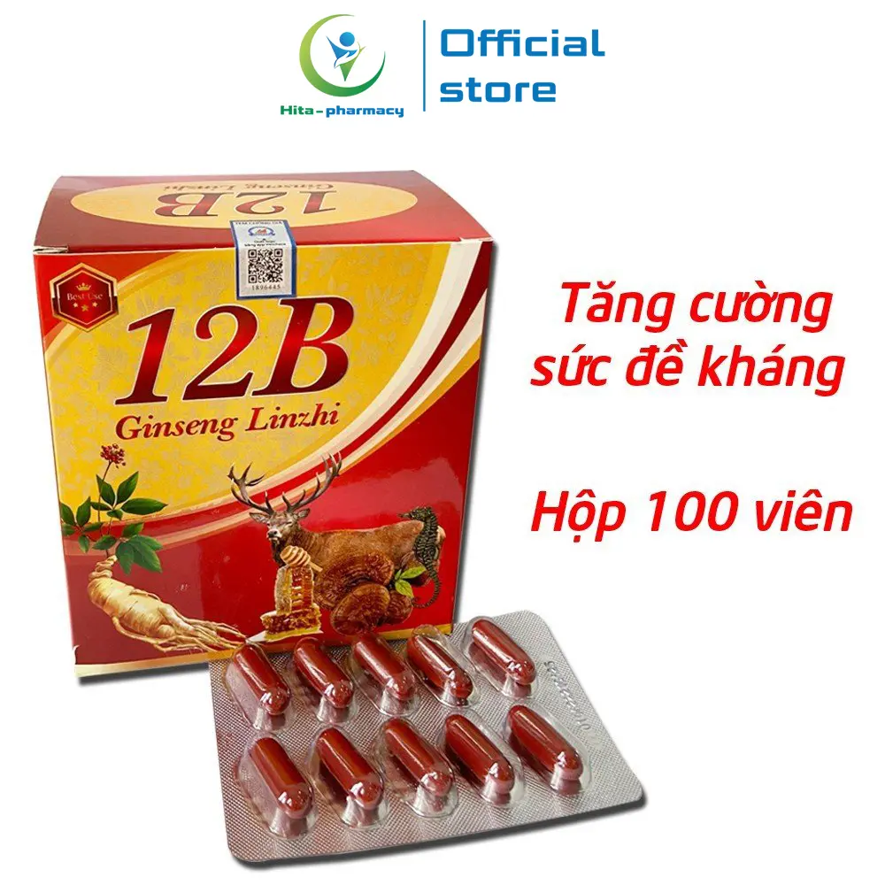 Viên uống  12B With Ginseng Bổ sung vitamin tổng hợp và khoáng chất cho cơ thể - Hộp 100 viên  vitamin tổng hợp