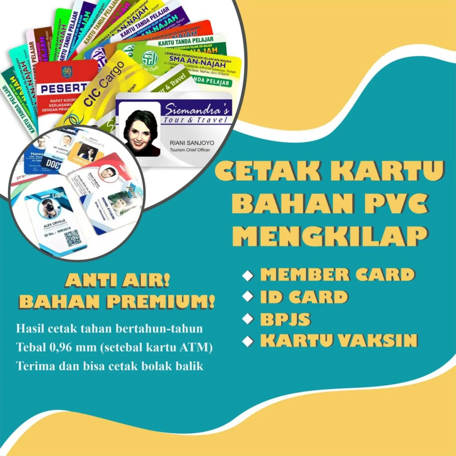 Cetak ID card 2 Sisi , Bahan Tebal Murah Banget Kartu Atm