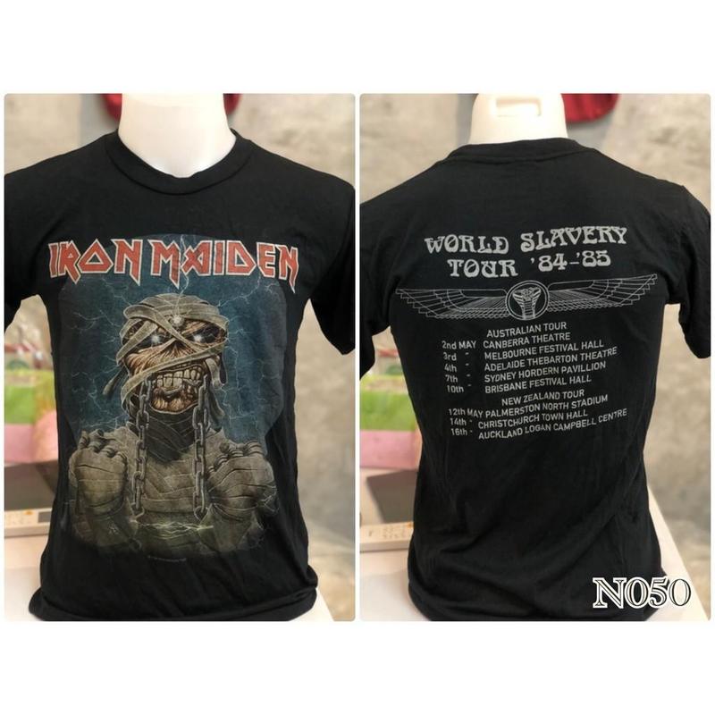 Product Introduction of Minimalist Style IRON MAIDEN Foreign Rock Band Shirt People No Seams Legs. Screen Front And Back Drive Loud People. 3