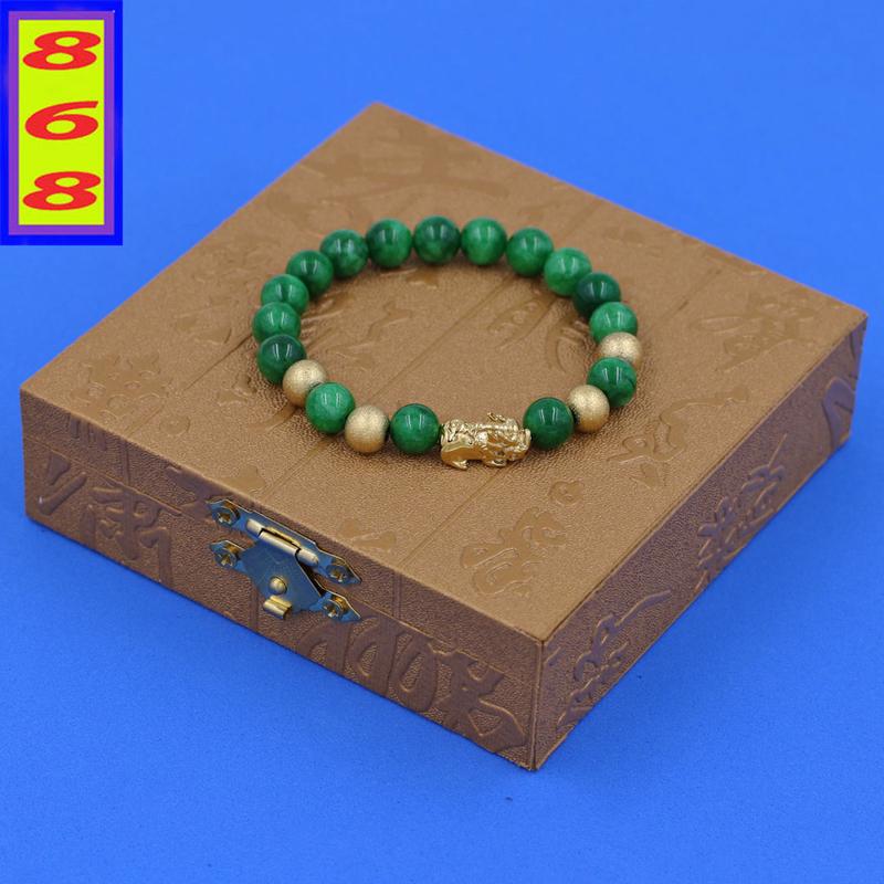 Chuỗi Tay Phong Thủy Đá Cẩm Thạch Sơn Thủy 8 ly, 10 ly, 12 ly, 14 ly, 16 ly Charm Tỳ Hưu Inox 4 Bi VCTDNTHVB8 - Hợp mệnh Hỏa, mệnh Mộc - Vòng tay phong thủy 868 2