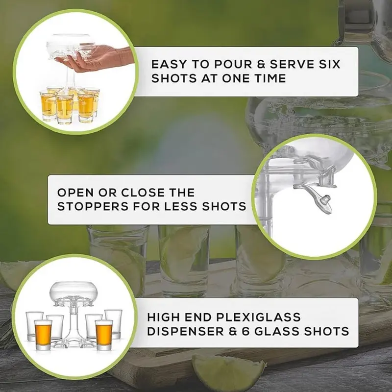 6 Shot Glass Dispenser Holder Party Beverage Drinking Games Bar Cocktail Wine Quick Filling Tool Carrier Caddy Liquor Dispenser 5