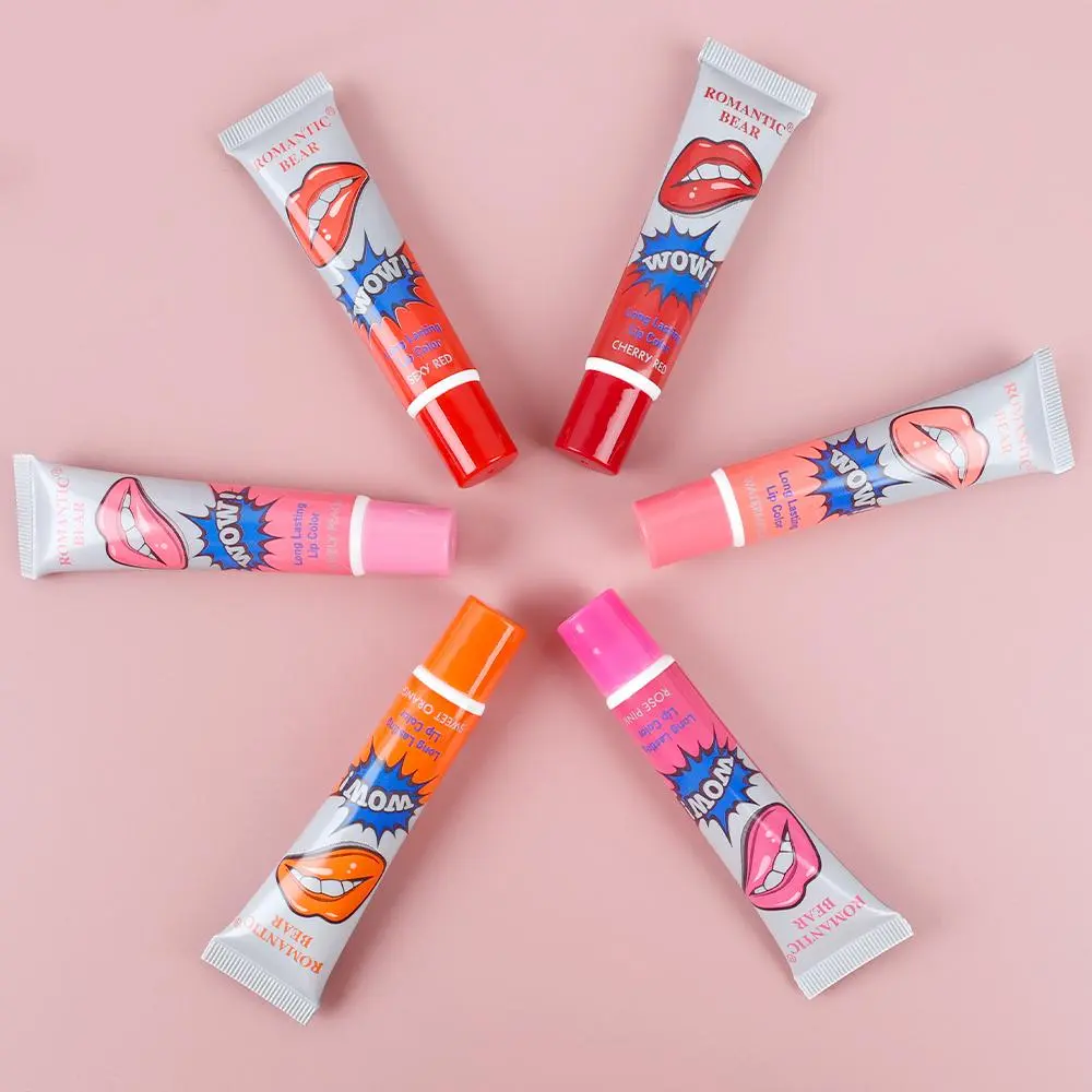 6 Color Makeup Tearing Type Lip Gloss Peel Off Lipstick Waterproof  Nonstick Cup