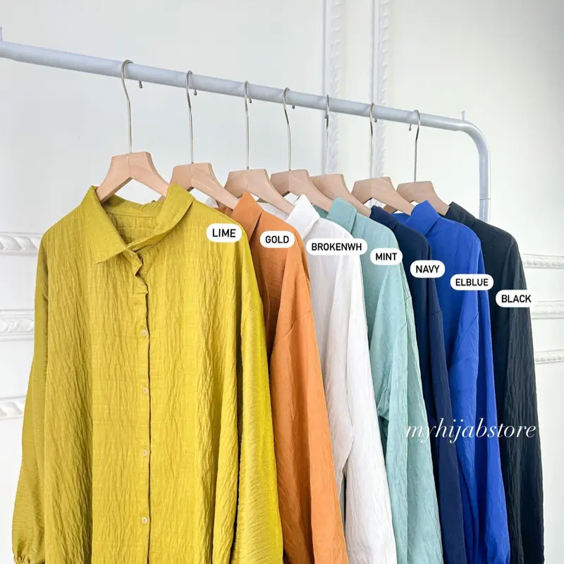 CLASSY OVERSIZE BLOUSE POLOLINEN ATASAN WANITA JUMBO Baju Panjang Tangan Karet 6