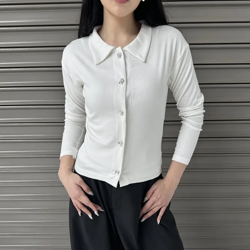 LIMO TOP - Atasan Knit Wanita Outer Lengan Panjang Cardigan Sweater Basic Korean Polo Top Baju Ribbed Knit Kancing Rib Long Sleeve Posha 4