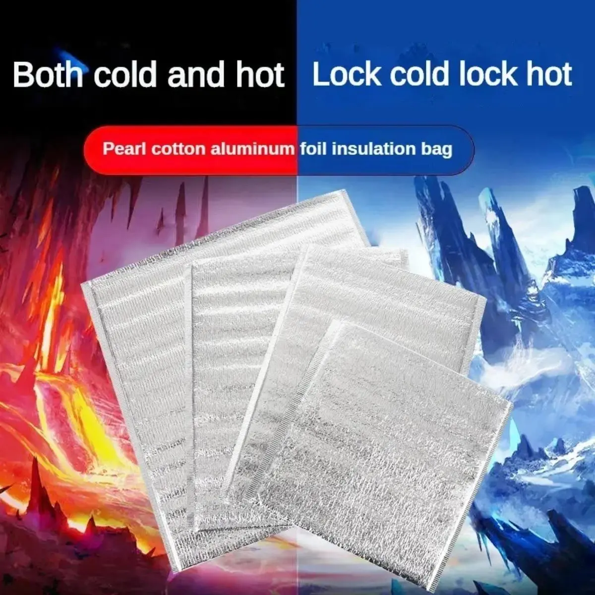 10 Pcs Aluminum Foil Insulated Food Storage Ice Bag Picnic Bags Thermal Cooler Reusable Lunch Snack Bento Picnic Hot &Cold Pouch