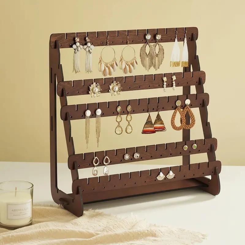 Product Introduction of Earring Display Stand, Wooden Earring Display Rack, Large Capacity Earring Storage Rack, Earring Organizer for Home & Jewelry Store 15