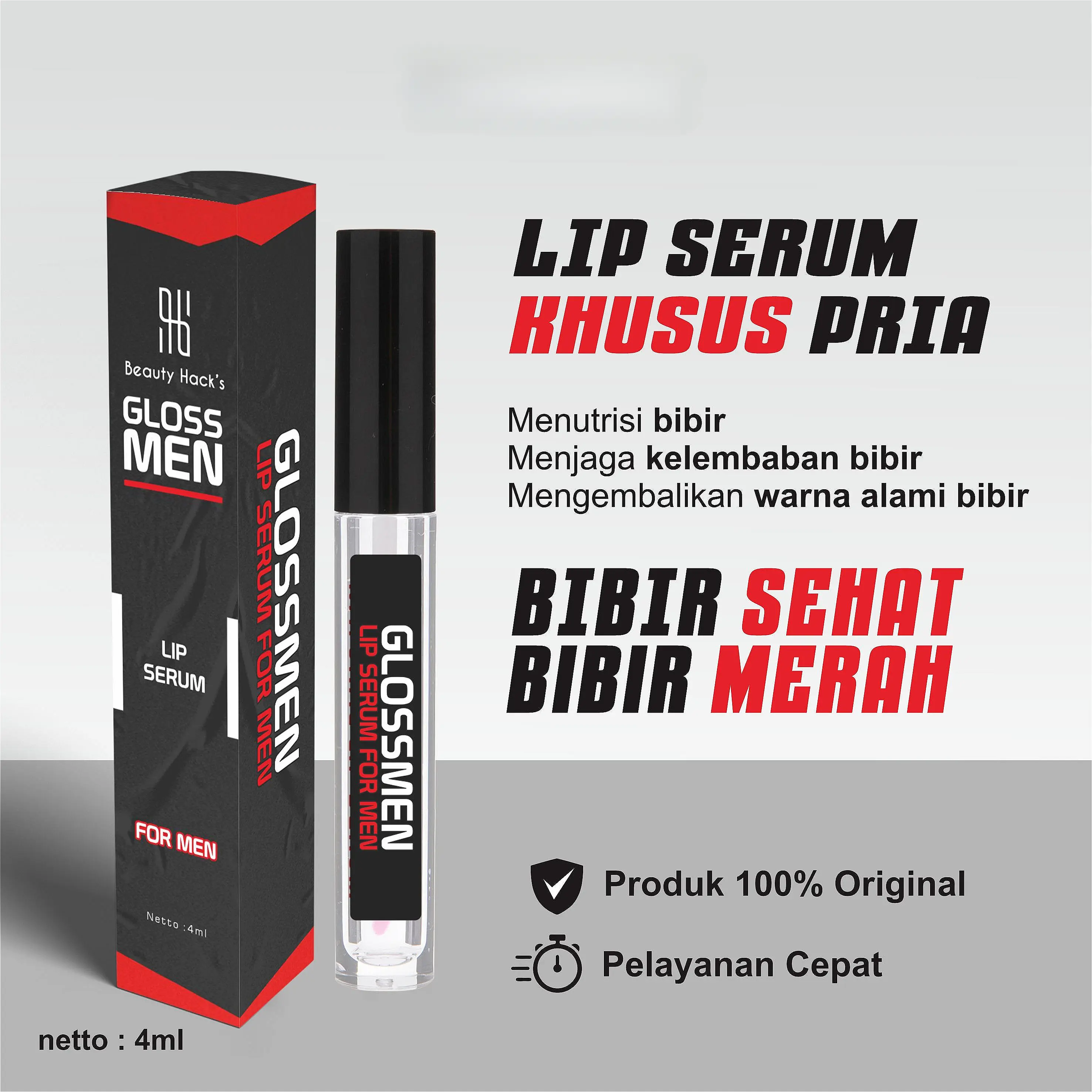 VITAK- Pencerah-Pemerah Bibir Pria Alami-GlossMen Lip Serum-Dan Pelembab Bibir Resmi BPOM