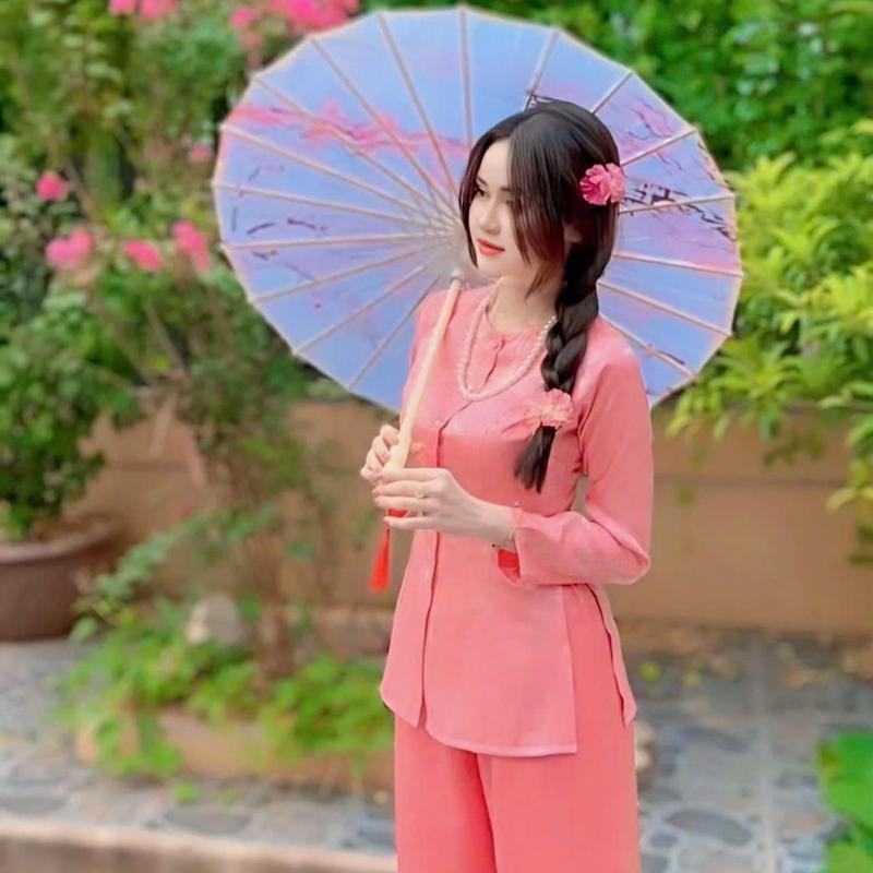 Pháp Phục Hân Nguyễn - B.A115 - Bộ Áo Bà Ba Gấm Hoa Cúc Cài Nút Tay Dài Cổ Tròn ( 7 màu ) Nữ Women Top Sơ Mi