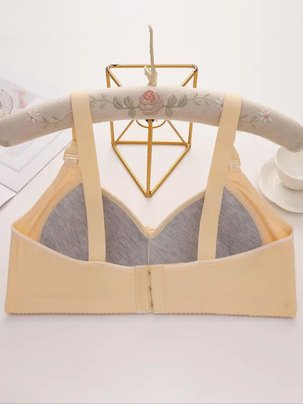 Women's Solid Wireless Bra, Adjustable Strap Seamless Bra, Soft Comfortable Breathable Lingerie for Daily Wear 1