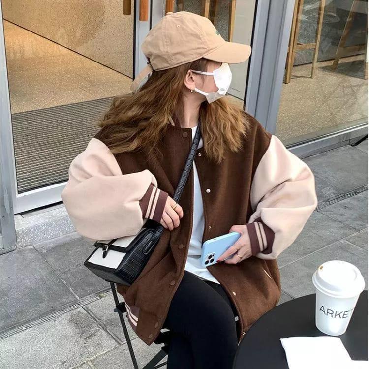 Product Introduction of BROWNIE BASEBAL JACKET WANITA OVERSIZE - SWEATER JAKET WANITA BASEBAL KOREAN STYLE Baju Bandung 3