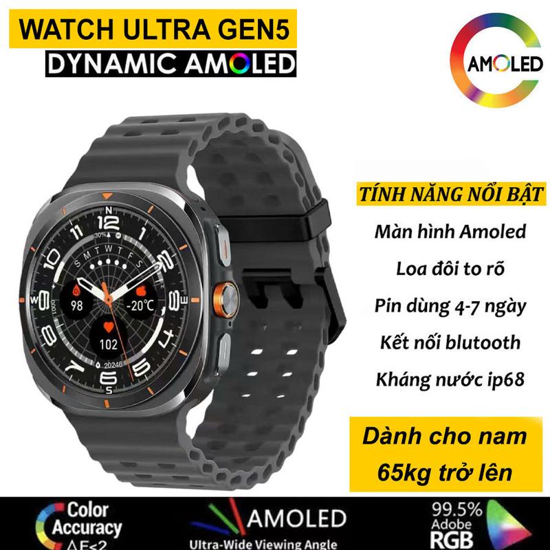 Đồng hồ thông minh Watch Ultra ( 47mm) - Màn Amole.d , viền thép , pin khỏe , kết nối blutooth nghe gọi , thông báo